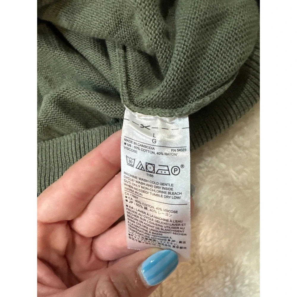 Banana Republic V-Neck Sweater Mens Large Green Excellent Cotton Rayon Knit